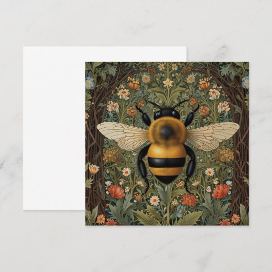 Elegante retro hommel boho botanische bloemkunst kaart (Voorkant / Achterkant)