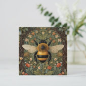 Elegante retro hommel boho botanische bloemkunst kaart (Staand voorkant)