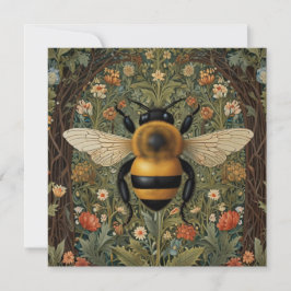 Elegante retro hommel boho botanische bloemkunst kaart