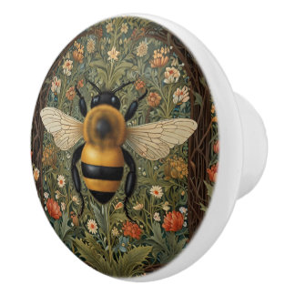Elegante retro hommel boho botanische bloemkunst keramische knop