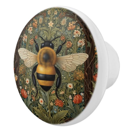 Elegante retro hommel boho botanische bloemkunst keramische knop (Rechts)