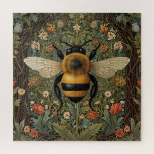 Elegante retro hommel boho botanische bloemkunst legpuzzel