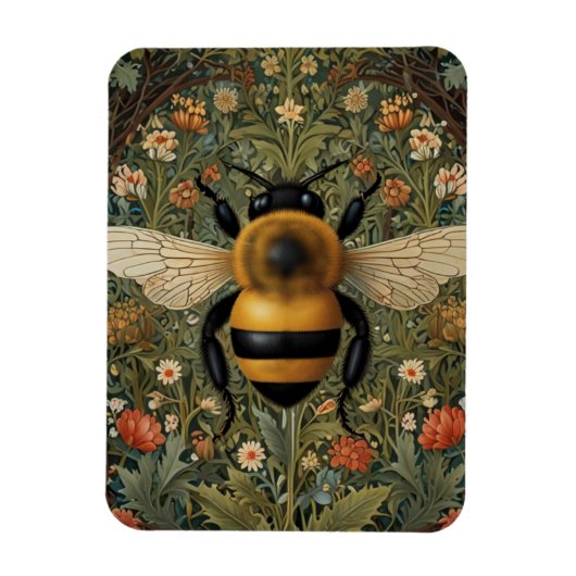 Elegante retro hommel boho botanische bloemkunst magneet (Verticaal)