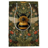 Elegante retro hommel boho botanische bloemkunst medium cadeauzakje (Voorkant)