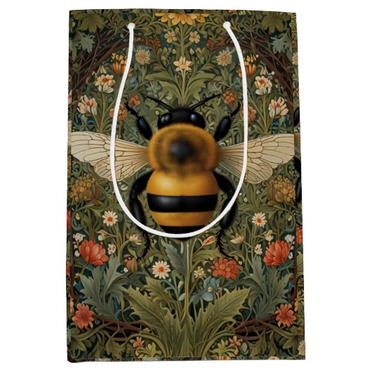 Elegante retro hommel boho botanische bloemkunst medium cadeauzakje (Voorkant)