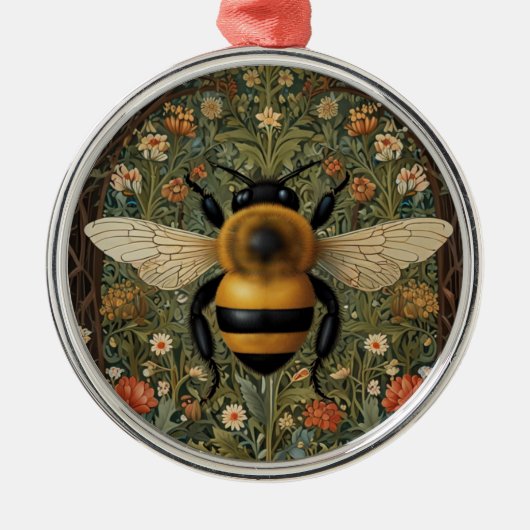 Elegante retro hommel boho botanische bloemkunst metalen ornament (Voorkant)