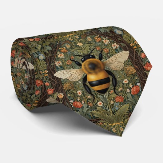 Elegante retro hommel boho botanische bloemkunst stropdas (Opgerold)