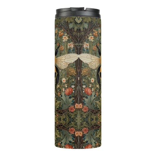 Elegante retro hommel boho botanische bloemkunst thermosbeker (Achterkant)