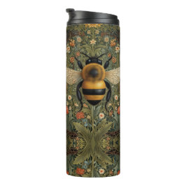 Elegante retro hommel boho botanische bloemkunst thermosbeker