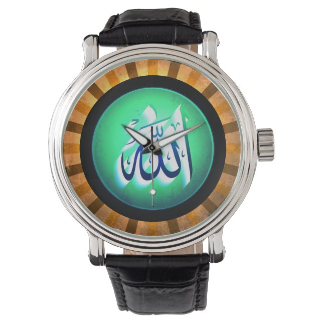 Elegante Retro Islamitische Mannen Horloge (Voorkant)
