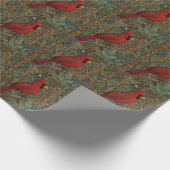 Elegante Retro Kardinaal Art Nouveau rode vogel Cadeaupapier (Hoek)