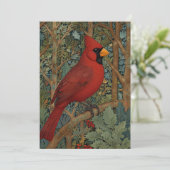 Elegante Retro Kardinaal Art Nouveau rode vogel Kaart (Staand voorkant)
