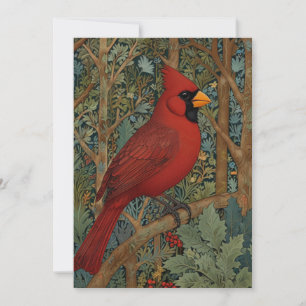 Elegante Retro Kardinaal Art Nouveau rode vogel Kaart