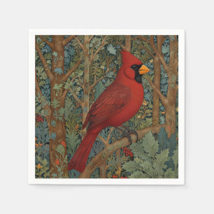 Elegante Retro Kardinaal Art Nouveau rode vogel Servet