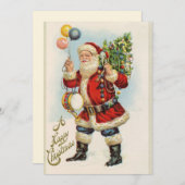 Elegante Retro  Kerstman Kerstboom Feestdagenkaart (Voorkant / Achterkant)