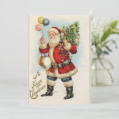 Elegante Retro  Kerstman Kerstboom Feestdagenkaart (Staand voorkant)