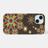 Elegante Retro Kerstster Stippen Patroon Vakantie iPhone 15 Hoesje (Achterkant horizontaal)