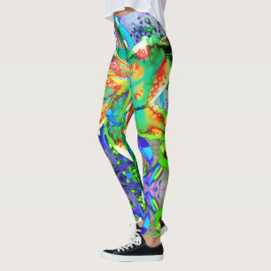 Elegante Retro kiwi lelie abstracte tropische bloe Leggings