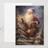 Elegante  retro klassieker Santa Claus Feestdagenkaart (Voorkant / Achterkant)