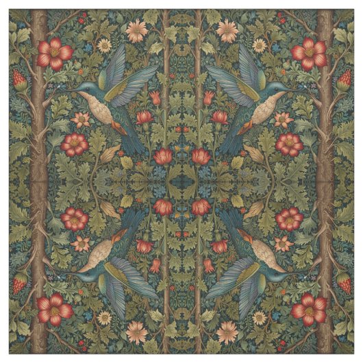 Elegante retro  kolibrie kunst stof (Swatch)