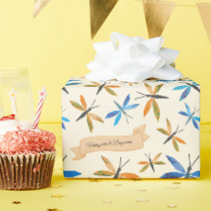Elegante retro libellen met de hand getrokken libe cadeaupapier