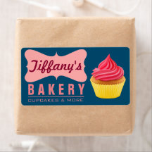Elegante Retro Mooie Cake Shop Roze Cupcake Bakker