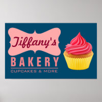 Elegante Retro Mooie Cake Shop Roze Cupcake Bakker
