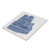Elegante retro Notre Dame de Paris Indigo Blauw Tegeltje (Zijkant)