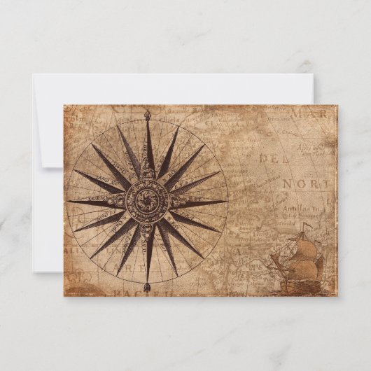 Elegante  Retro Oude Kaart Scheepsbruiloft (Achterkant)