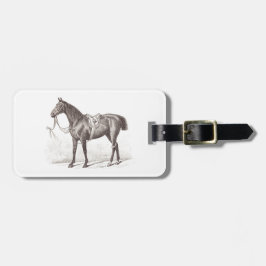 Elegante retro paardengravure bagagelabel