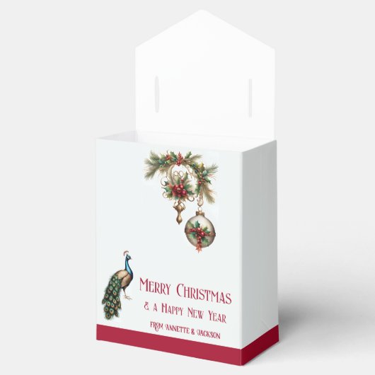 Elegante Retro Peacock Christmas Gift Box Bedankdoosjes (Geopend)