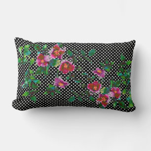 Elegante retro polka dot waterverf rode rozen kussen