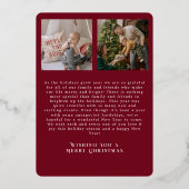 Elegante Retro Prettig Kerstmis Script Foto Folie Feestdagenkaart (Achterkant)