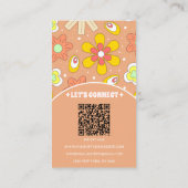 Elegante Retro QR Code Groovy Floral Trendy Boho Visitekaartje (Achterkant)