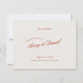 Elegante Retro Red & Deep Blue Save the Date Kaart (Voorkant)