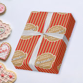 Elegante Retro Red Gold Popcorn Stripes Patroon Cadeaupapier