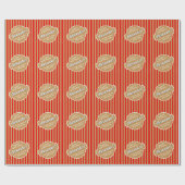 Elegante Retro Red Gold Popcorn Stripes Patroon Cadeaupapier (Vlak)