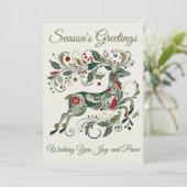 Elegante Retro Rendier Muntgroen Unieke Kerstmis Feestdagenkaart (Staand voorkant)