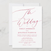 Elegante retro rode magenta op de bruiloft kaart (Voorkant)