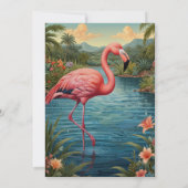Elegante retro roze flamingo tropische boho tuin kaart (Achterkant)
