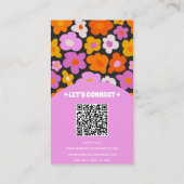 Elegante Retro Roze Kleurrijke QR Code Groovy Flor Visitekaartje (Achterkant)