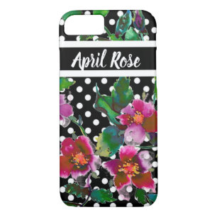 Elegante retro roze magenta rozen polka dots Case-Mate iPhone case