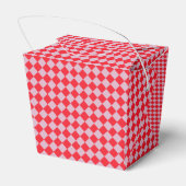 Elegante Retro Roze & Rode Geruite Trouw Bedankdoosjes (Achterkant)
