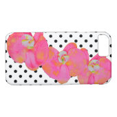 Elegante retro roze waterverf orchideeën polka dot Case-Mate iPhone case (Achterkant (Horizontaal))