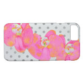 Elegante retro roze waterverf orchideeën polka dot Case-Mate iPhone case (Achterkant (Horizontaal))