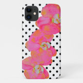 Elegante retro roze waterverf orchideeën polka dot Case-Mate iPhone case (Achterkant)