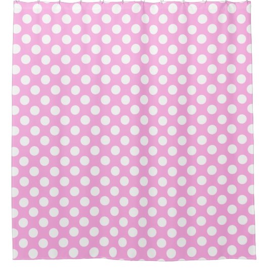 elegante retro roze witte polka stippen douchegordijn (Voorkant)