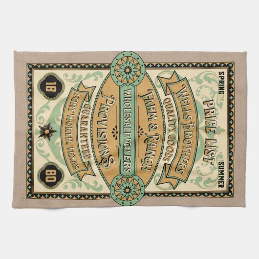 Elegante retro Rustieke boerderij goederen Texas Theedoek (Horizontaal)