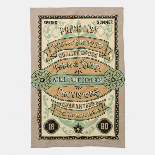 Elegante retro Rustieke boerderij goederen Texas Theedoek (Verticaal)
