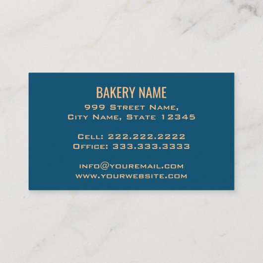 Elegante Retro Schattigee Sweet Cake Bakery Visitekaartje (Achterkant)